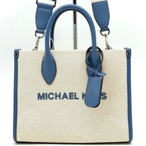Michael Kors Mirella Small Pebbled Leather Crossbody Bag Denim Blue